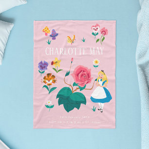 Alice in Wonderland Garden Custom Birth Stats Fleece Blanket