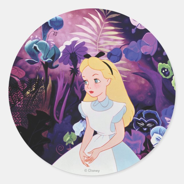 Alice in Wonderland Garden Flowers Film Still Classic Round Sticker (Front)