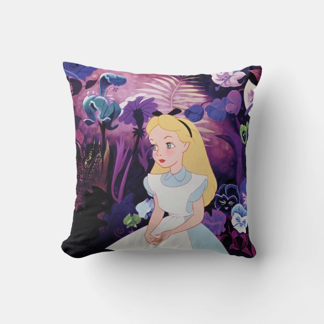 Alice in Wonderland Garden Flowers Film Still Throw Pillow (Front)