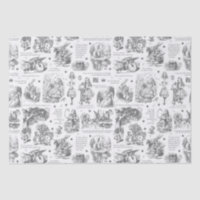 Alice in Wonderland Grey White Toile Quotes