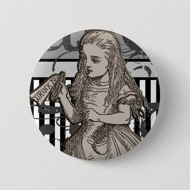 Alice In Wonderland Grunge 2 Inch Round Button (Front)