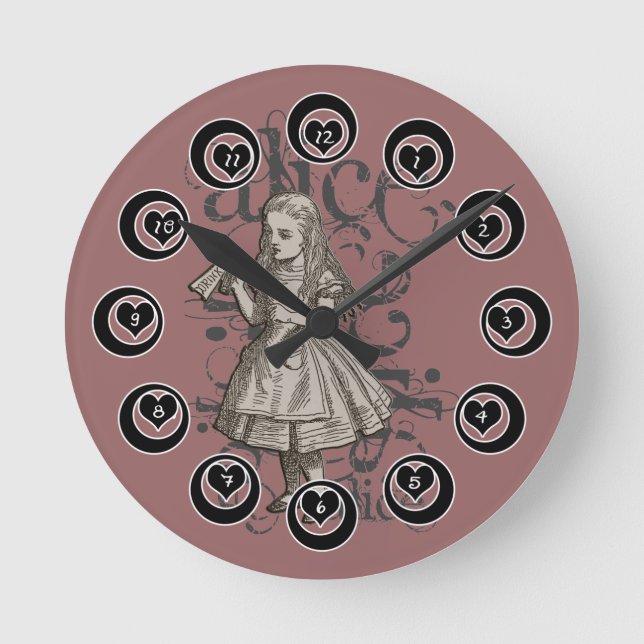 Alice In Wonderland Grunge Round Clock (Front)