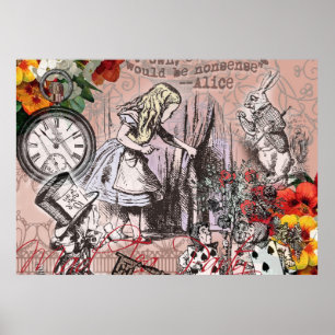 Alice in Wonderland Hatter and Rabbit Poster