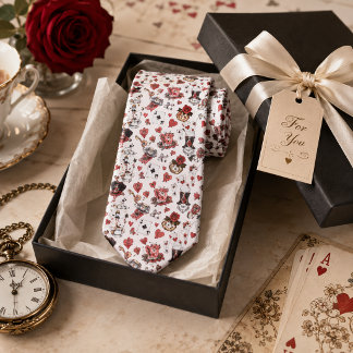 Alice in Wonderland Hearts and Playing Cards Whims Tie