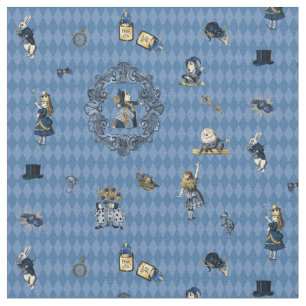 Alice in Wonderland in Blue/Gold on Harlequin Fabric
