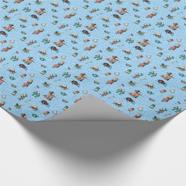 Alice in Wonderland in coral/turquoise and glitter Wrapping Paper (Corner)