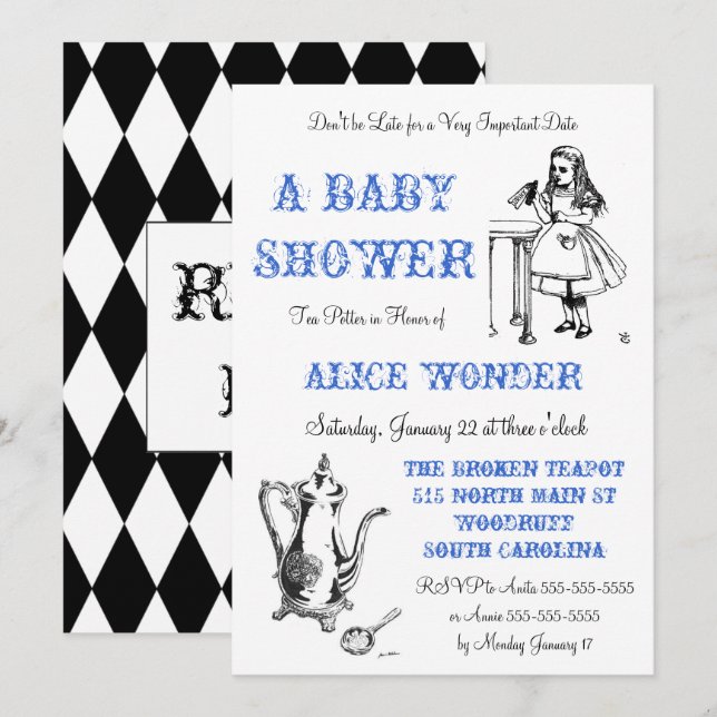 Alice in Wonderland Invitation (Front/Back)