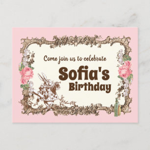 alice in wonderland invitation postcard