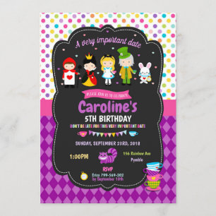 Alice in Wonderland Invitations Girls Birthday