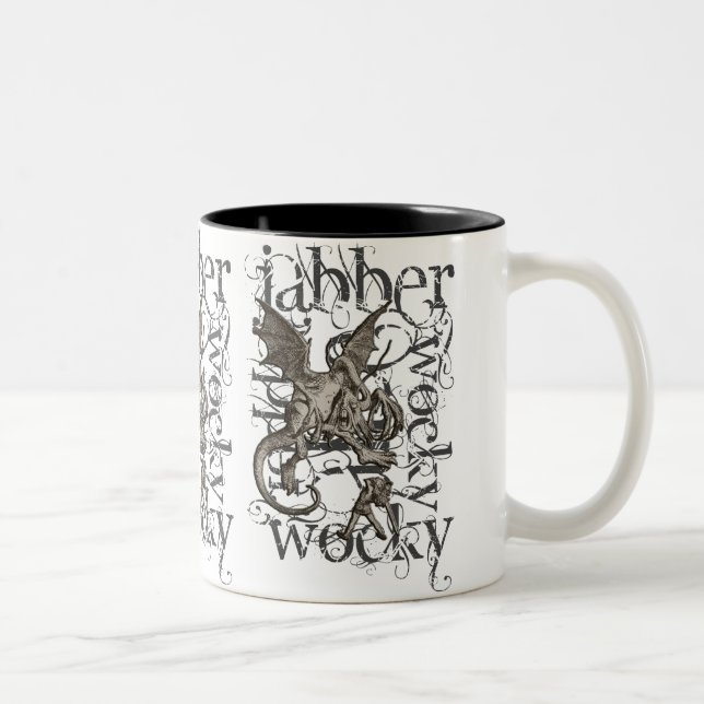 Alice In Wonderland Jabberwocky Grunge (Single) Two-Tone Coffee Mug (Right)