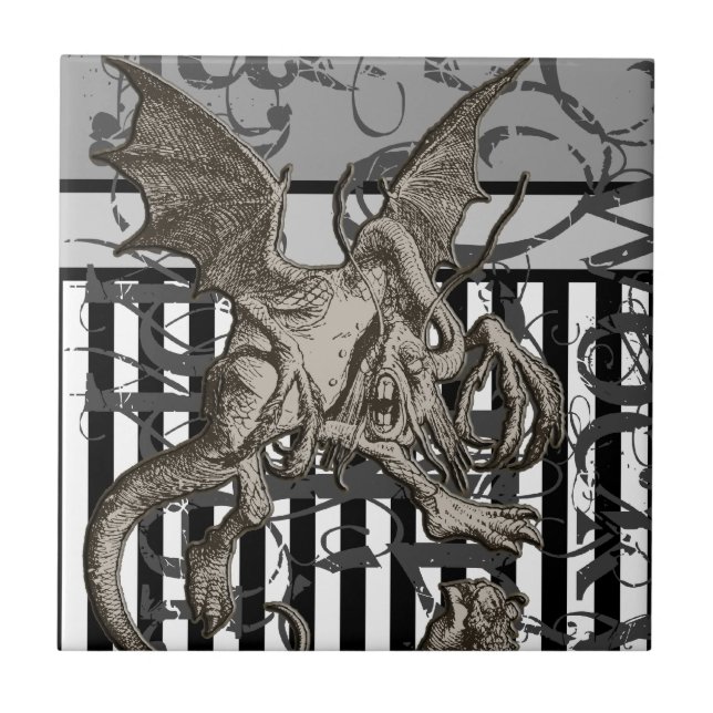 Alice In Wonderland Jabberwocky Grunge Tile (Front)