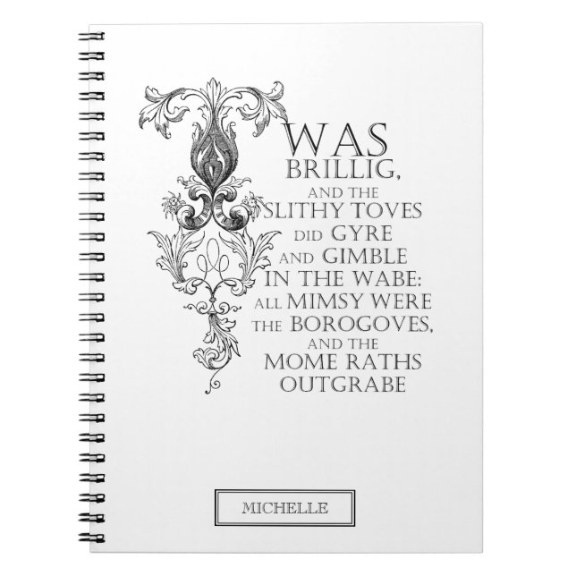 Alice In Wonderland Jabberwocky Poem Notebook (Front)