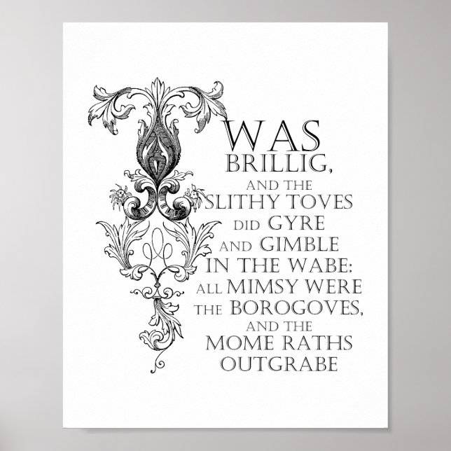 Alice In Wonderland Jabberwocky Poem Poster Sign (Front)