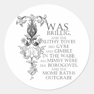 Alice In Wonderland Jabberwocky Poem Round Sticker
