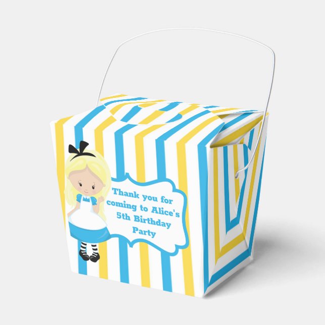 Alice in Wonderland Kids Tea Party Birthday Custom Favor Box (Front Side)