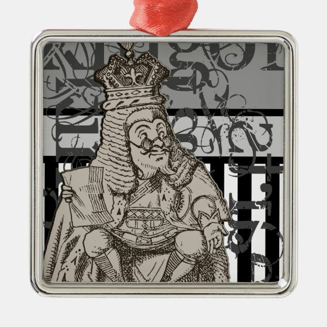 Alice In Wonderland King of Hearts Grunge Metal Ornament (Front)