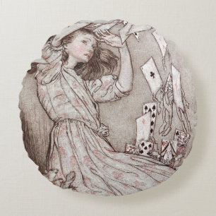 Alice In Wonderland Lewis Carroll Rackham Round Pillow