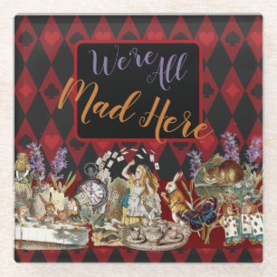 Alice in Wonderland Mad Cheshire Cat Glass Coaster