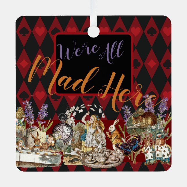 Alice in Wonderland Mad Cheshire Cat Metal Ornament (Front)