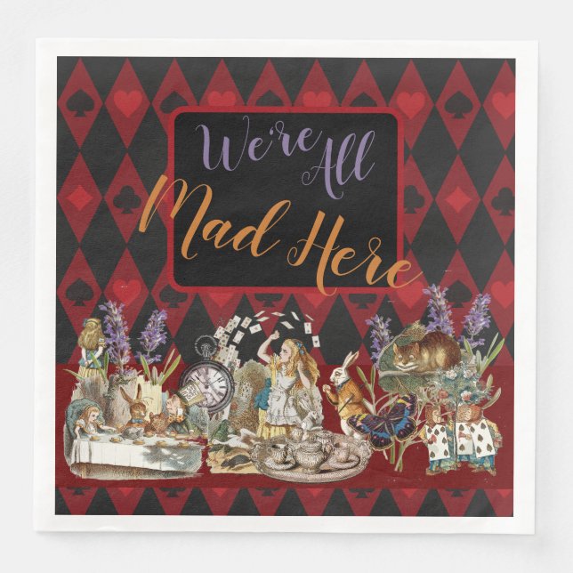 Alice in Wonderland Mad Cheshire Cat Napkin (Front)
