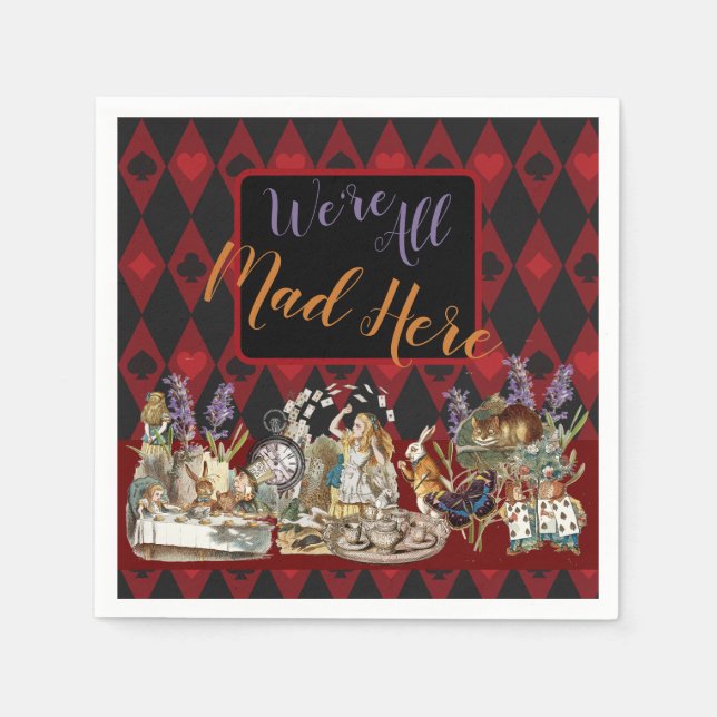 Alice in Wonderland Mad Cheshire Cat Napkin (Front)