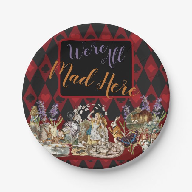 Alice in Wonderland Mad Cheshire Cat Paper Plate (Front)