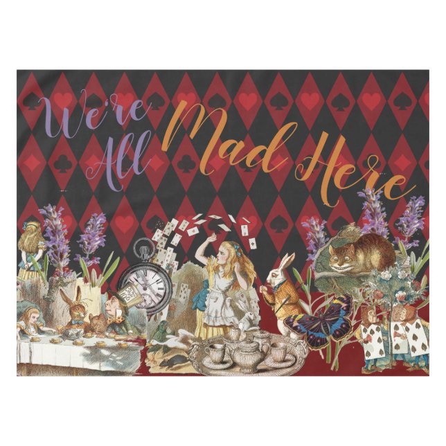 Alice in Wonderland Mad Cheshire Cat Tablecloth (Front (Horizontal))