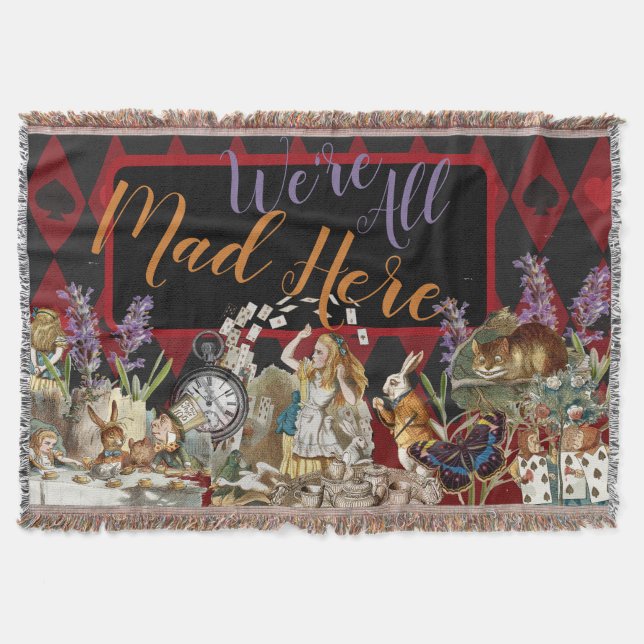 Alice in Wonderland Mad Cheshire Cat Throw Blanket (Front)
