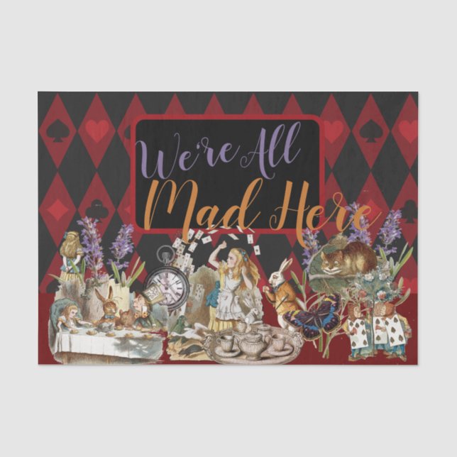 Alice in Wonderland Mad Cheshire Cat Tissue Paper (Front)