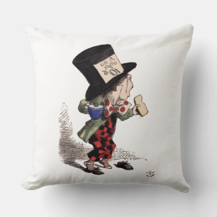 Alice in Wonderland - Mad Hatter (color) Throw Pillow