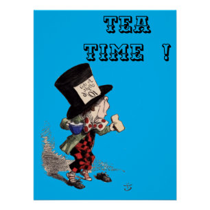 Alice in Wonderland - Mad Hatter -colour-blue bkgr Poster