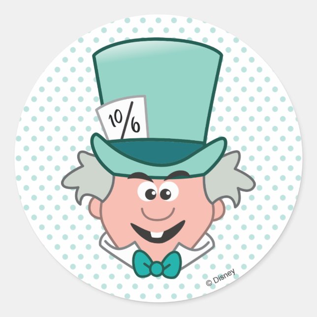 Alice in Wonderland | Mad Hatter Emoji Classic Round Sticker (Front)