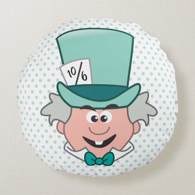 Alice in Wonderland | Mad Hatter Emoji Round Pillow (Front)