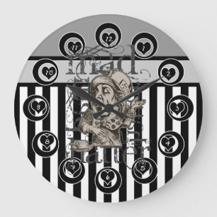 Alice In Wonderland Mad Hatter Grunge Large Clock