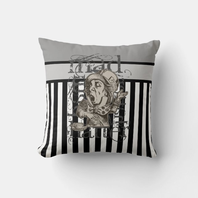Alice In Wonderland Mad Hatter Grunge Throw Pillow (Front)