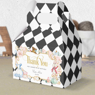 Alice in wonderland, mad hatter tea party birthday favor box