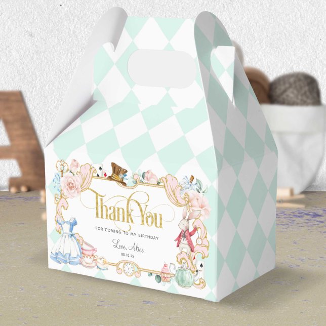 Alice in wonderland, mad hatter tea party mint favor box (Creator Uploaded)