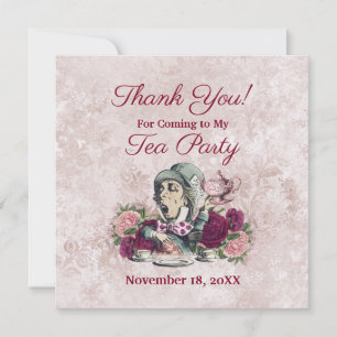 Alice in Wonderland Mad Hatter Tea Party Thank You Card