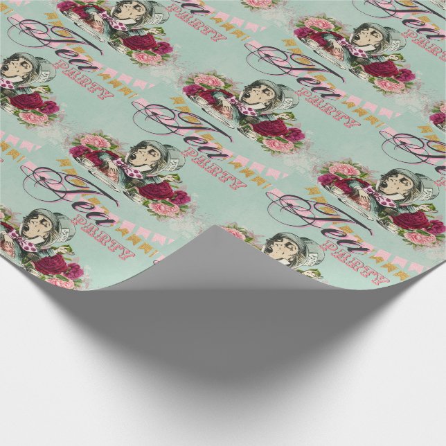 Alice In Wonderland Mad Hatters Tea Party Custom Wrapping Paper (Corner)