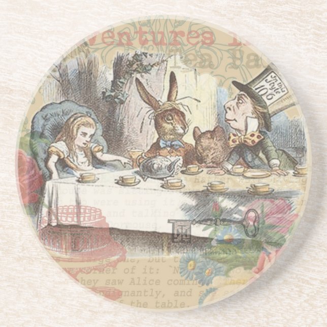 Alice in Wonderland Mad Tea Party Art Coaster (Front)
