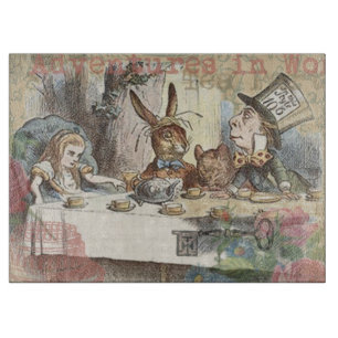 Alice in Wonderland Mad Tea Party Art Cutting Board