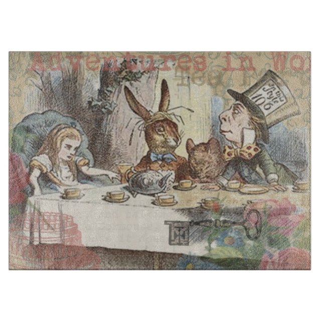 Alice in Wonderland Mad Tea Party Art Cutting Board (Front)
