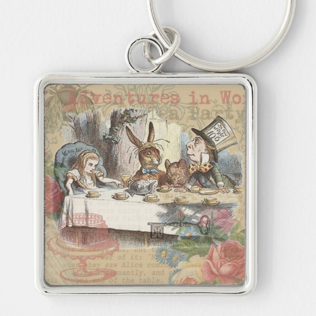 Alice in Wonderland Mad Tea Party Art Keychain (Front)