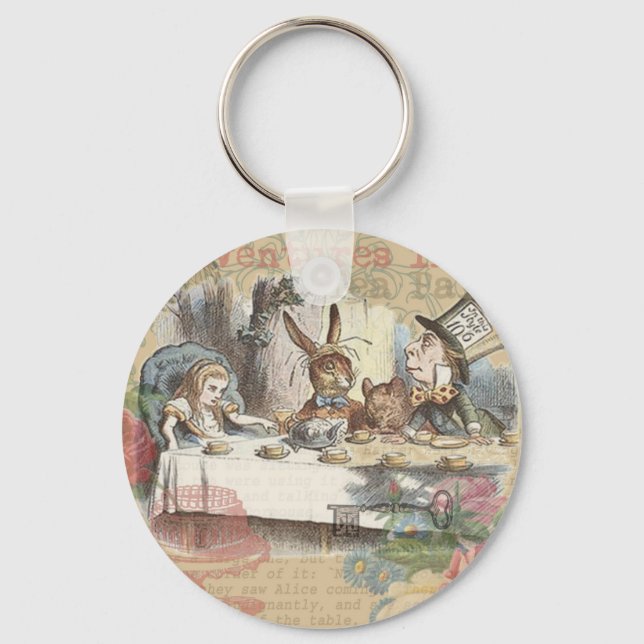 Alice in Wonderland Mad Tea Party Art Keychain (Front)