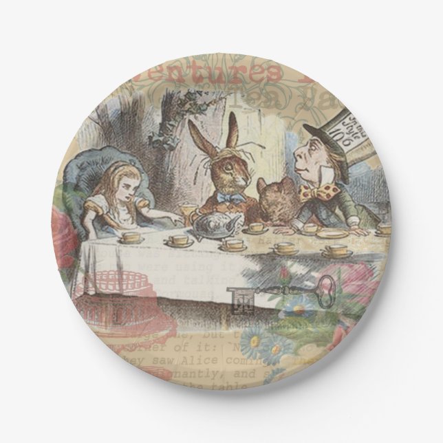 Alice in Wonderland Mad Tea Party Art Paper Plate (Front)