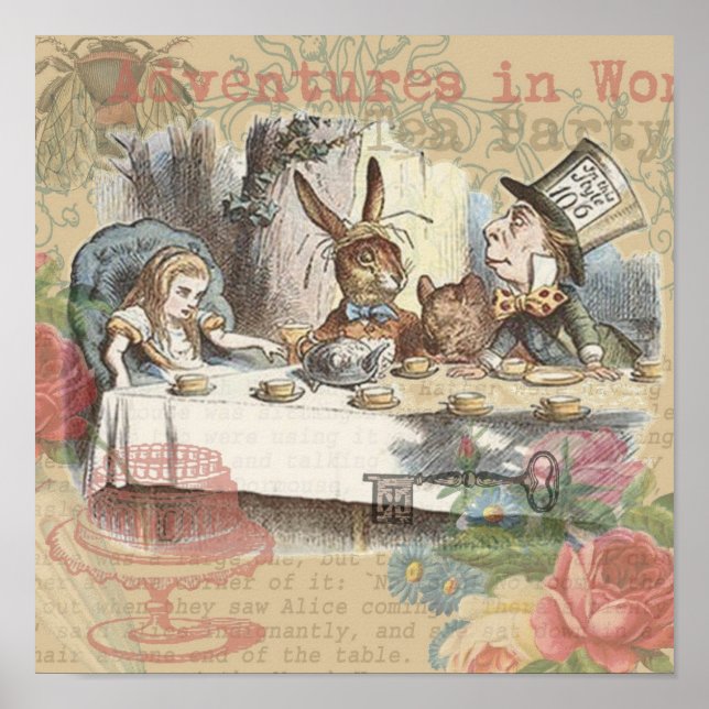 Alice in Wonderland Mad Tea Party Art Poster (Front)