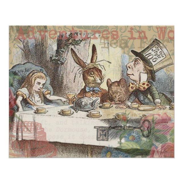 Alice in Wonderland Mad Tea Party Art Poster (Front)