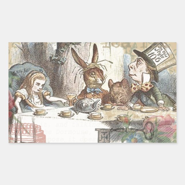 Alice in Wonderland Mad Tea Party Art Sticker (Front)