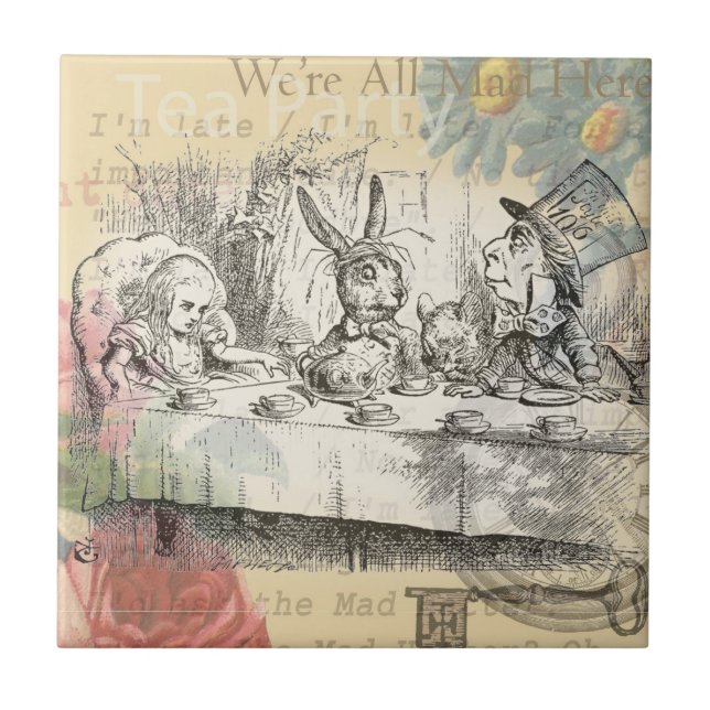 Alice in Wonderland Mad Tea Party Art Tile (Front)