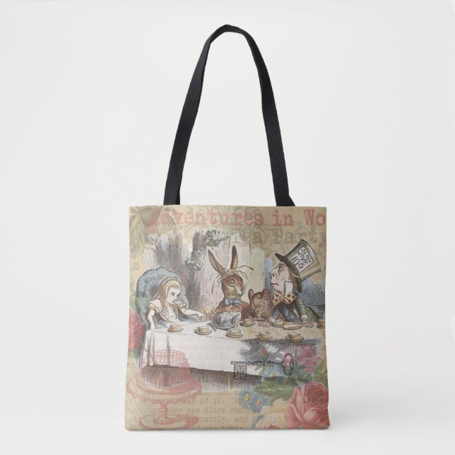 Alice in Wonderland Mad Tea Party Art Tote Bag (Front)